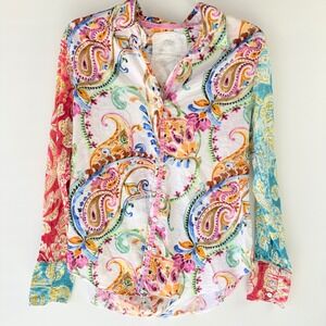 Cino Womens Size XS Floral Paisley Print Button Up Shirt Multicolor